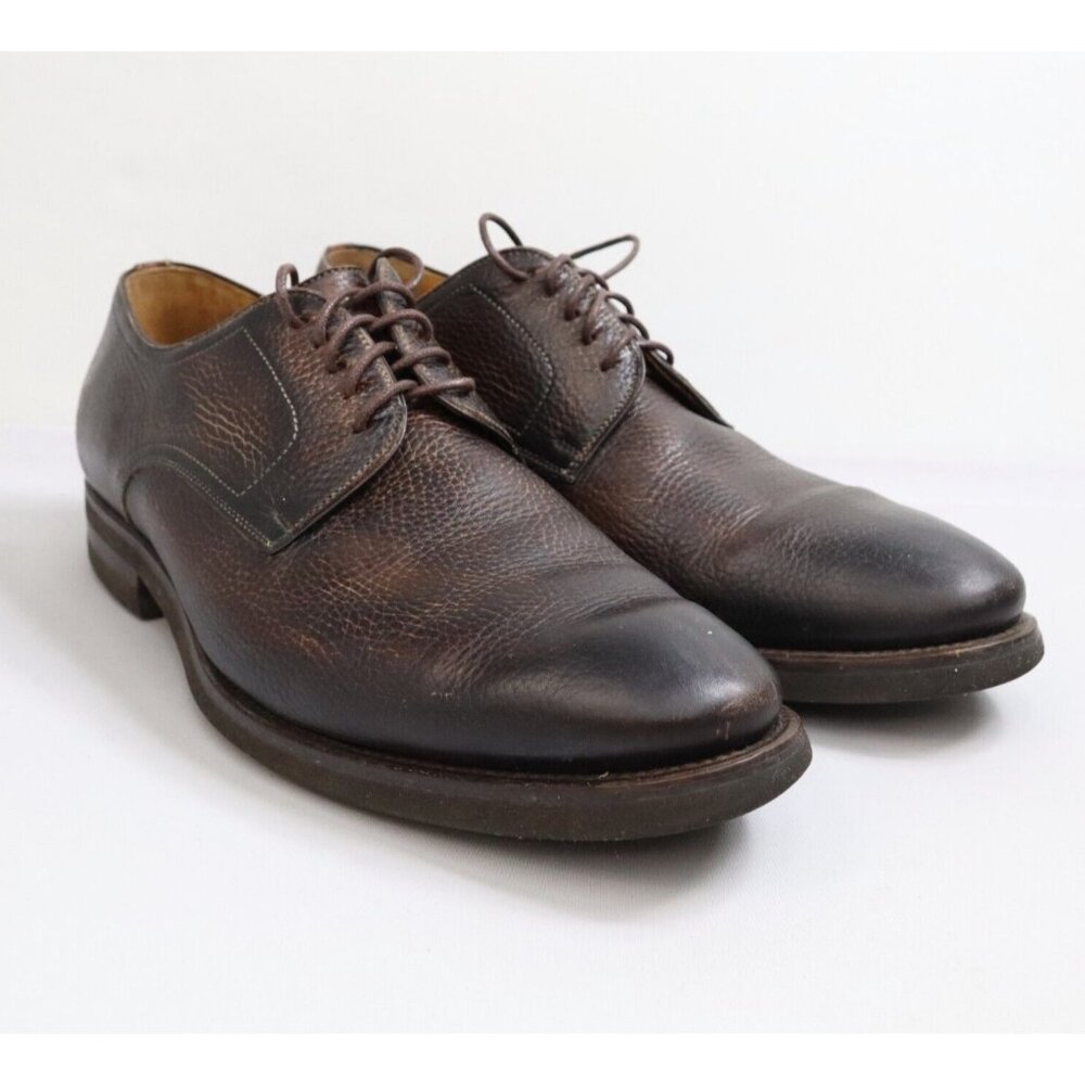 MAGNANNI FLEX Leather Brown Pebbled Leather Oxford Size 9.5 M Spain‎ LONG Laces